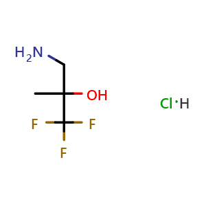 Chemical structure of 3-Amino-1,1,1-trifluoro-2-methyl-2-propanol hydrochloride , CAS 1334546-33-6, AChemBlock AD288791