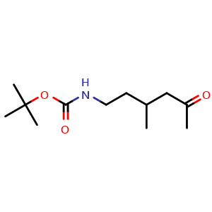 Chemical structure of tert-Butyl (3-methyl-5-oxohexyl)carbamate , CAS 1165921-51-6, AChemBlock AD288793