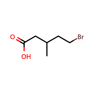 Chemical structure of 5-Bromo-3-methylpentanoic acid , CAS 39865-86-6, AChemBlock AD288796