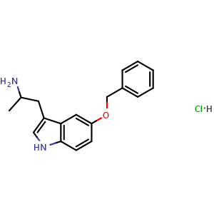 Chemical structure of 1-(5-(Benzyloxy)-1H-indol-3-yl)propan-2-amine hydrochloride , CAS 1453-99-2, AChemBlock AD288797