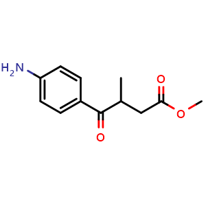 Chemical structure of Methyl 4-(4-Aminophenyl)-3-methyl-4-oxobutanoate , CAS 52240-86-5, AChemBlock AD288799
