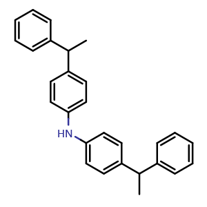 Chemical structure of Bis(4-(1-phenylethyl)phenyl)amine , CAS 60160-25-0, AChemBlock AD288802
