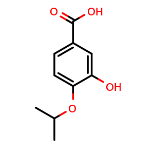 Chemical structure of 3-hydroxy-4-isopropoxybenzoic acid , CAS 1243404-33-2, AChemBlock AD288812