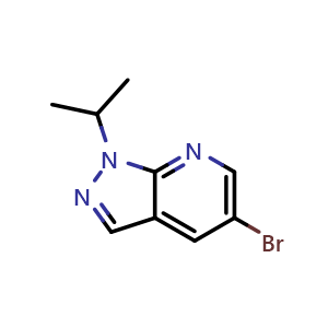 Chemical structure of 5-Bromo-1-isopropyl-1H-pyrazolo[3,4-b]pyridine , CAS 1016823-09-8, AChemBlock AD288822