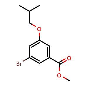 Chemical structure of Methyl 3-bromo-5-isobutoxybenzoate , CAS 1255574-35-6, AChemBlock AD288828