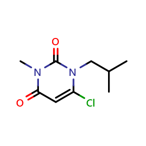 Chemical structure of 6-chloro-1-isobutyl-3-methylpyrimidine-2,4(1H,3H)-dione , CAS 214636-53-0, AChemBlock AD288831