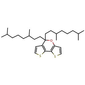 Chemical structure of 5,5-Bis(3,7-dimethyloctyl)-5H-dithieno[3,2-b:2',3'-d]pyran , CAS 1295502-20-3, AChemBlock AD288832