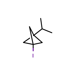 Chemical structure of 1-Iodo-3-isopropylbicyclo[1.1.1]pentane , CAS 1886967-54-9, AChemBlock AD288839