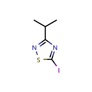 Chemical structure of 5-Iodo-3-isopropyl-1,2,4-thiadiazole , CAS 1601177-12-1, AChemBlock AD288840