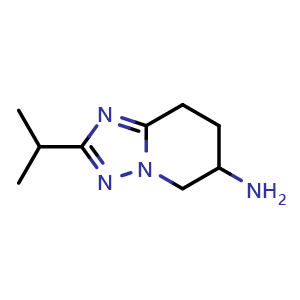 Chemical structure of 2-Isopropyl-5,6,7,8-tetrahydro-[1,2,4]triazolo[1,5-a]pyridin-6-amine , CAS 1334148-97-8, AChemBlock AD288841