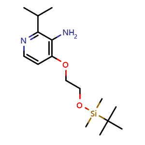 Chemical structure of 4-(2-((tert-butyldimethylsilyl)oxy)ethoxy)-2-isopropylpyridin-3-amine , CAS 2641029-94-7, AChemBlock AD288842