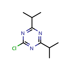 Chemical structure of 2-Chloro-4,6-diisopropyl-1,3,5-triazine , CAS 911798-79-3, AChemBlock AD288844