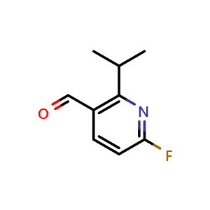 Chemical structure of 6-fluoro-2-isopropylnicotinaldehyde , CAS 1289110-21-9, AChemBlock AD288854