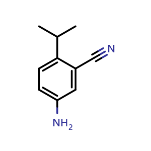 Chemical structure of 5-amino-2-isopropylbenzonitrile , CAS 1369829-08-2, AChemBlock AD288859