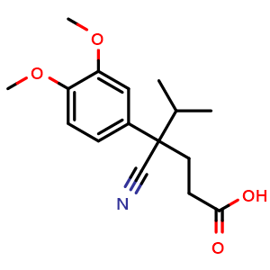 Chemical structure of 4-Cyano-4-(3,4-dimethoxyphenyl)-5-methylhexanoic acid , CAS 36622-23-8, AChemBlock AD288865