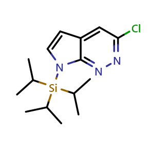 Chemical structure of 3-Chloro-7-(triisopropylsilyl)-7H-pyrrolo[2,3-c]pyridazine , CAS 1584227-15-5, AChemBlock AD288872