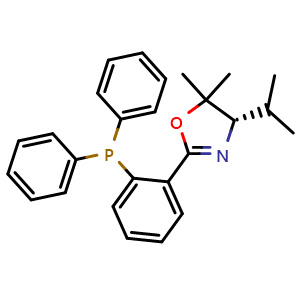 Chemical structure of (4S)-2-[2-(Diphenylphosphino)phenyl]-4,5-dihydro-5,5-dimethyl-4-(1-methylethyl)-oxazole , CAS 1152313-76-2, AChemBlock AD288874