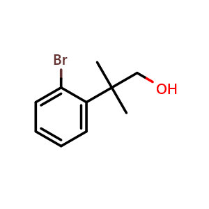 Chemical structure of 2-(2-Bromophenyl)-2-methylpropan-1-ol , CAS 177748-64-0, AChemBlock AD288878