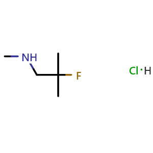 Chemical structure of 2-Fluoro-N,2-dimethylpropan-1-amine hydrochloride , CAS 1956318-97-0, AChemBlock AD288880