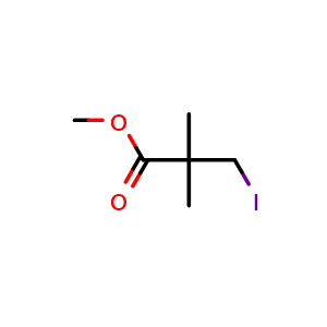 Chemical structure of Methyl 3-iodo-2,2-dimethylpropanoate , CAS 150349-54-5, AChemBlock AD288881