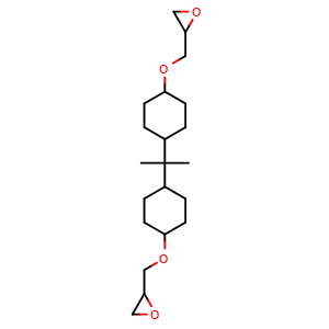 Chemical structure of 2,2'-(((propane-2,2-diylbis(cyclohexane-4,1-diyl))bis(oxy))bis(methylene))bis(oxirane) , CAS 13410-58-7, AChemBlock AD288886