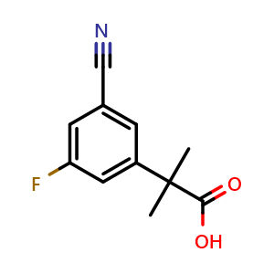 Chemical structure of 2-(3-Cyano-5-fluorophenyl)-2-methylpropanoic acid , CAS 1314656-42-2, AChemBlock AD288891
