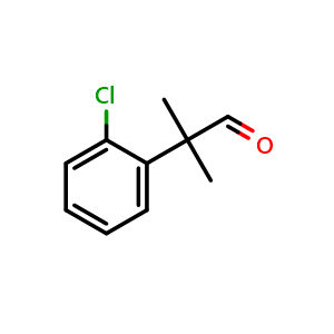 Chemical structure of 2-(2-chlorophenyl)-2-methylpropanal , CAS 484001-11-8, AChemBlock AD288892