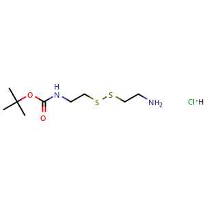 Chemical structure of Tert-butyl (2-((2-aminoethyl)disulfanyl)ethyl)carbamate hydrochloride , CAS 93790-49-9, AChemBlock AD288898
