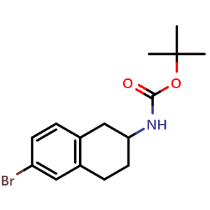 Chemical structure of 6-Bromo-N-Boc-1,2,3,4-tetrahydronaphthalen-2-amine , CAS 133277-10-8, AChemBlock AD288919