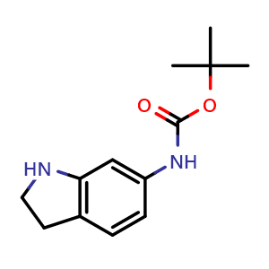 Chemical structure of tert-Butyl indolin-6-ylcarbamate , CAS 885270-09-7, AChemBlock AD288928