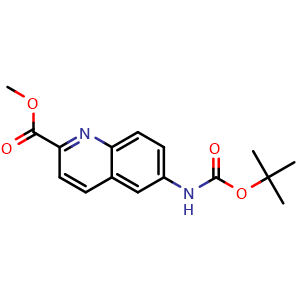 Chemical structure of Methyl 6-((tert-butoxycarbonyl)amino)quinoline-2-carboxylate , CAS 1706452-41-6, AChemBlock AD288930