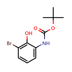 Chemical structure of tert-Butyl (3-bromo-2-hydroxyphenyl)carbamate , CAS 1415928-80-1, AChemBlock AD288934