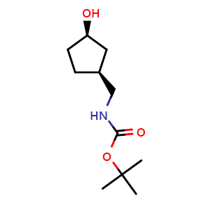 Chemical structure of tert-Butyl [[(1S,3R)-3-Hydroxycyclopentyl]methyl]carbamate , CAS 1007306-65-1, AChemBlock AD288935