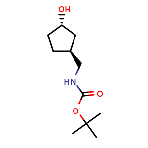 Chemical structure of (1S,3S)-3-[(Boc-amino)methyl]cyclopentanol , CAS 1932816-20-0, AChemBlock AD288936
