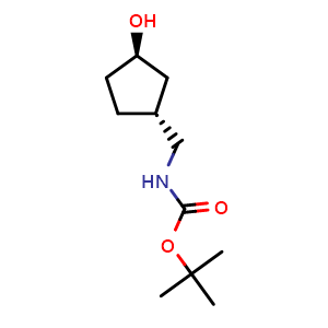 Chemical structure of (1R,3R)-3-[(Boc-amino)methyl]cyclopentanol , CAS 1932370-48-3, AChemBlock AD288938