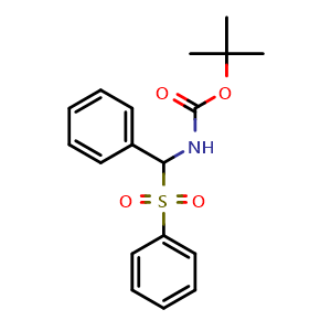 Chemical structure of tert-Butyl (phenyl(phenylsulfonyl)methyl)carbamate , CAS 155396-71-7, AChemBlock AD288944