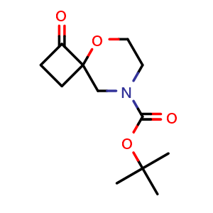 Chemical structure of tert-Butyl 1-oxo-5-oxa-8-azaspiro[3.5]nonane-8-carboxylate , CAS 1251010-35-1, AChemBlock AD288946