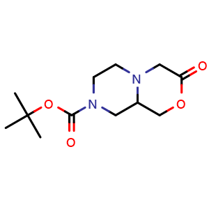 Chemical structure of 8-Boc-hexahydropyrazino[2,1-c][1,4]oxazin-3(4H)-one , CAS 365532-20-3, AChemBlock AD288947
