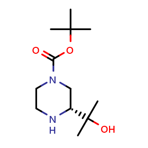 Chemical structure of (R)-2-(4-Boc-piperazin-2-yl)-2-propanol , CAS 502546-05-6, AChemBlock AD288949