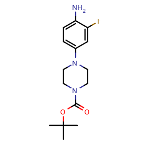 Chemical structure of tert-butyl 4-(4-amino-3-fluorophenyl)piperazine-1-carboxylate , CAS 1141488-03-0, AChemBlock AD288955
