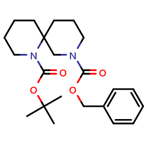 Chemical structure of 8-Benzyl 1-tert-butyl 1,8-diazaspiro[5.5]undecane-1,8-dicarboxylate , CAS 1160248-41-8, AChemBlock AD288956