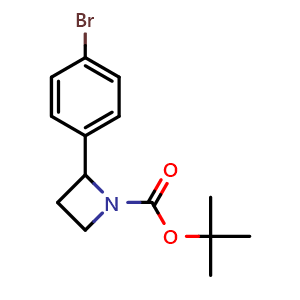 Chemical structure of tert-butyl 2-(4-bromophenyl)azetidine-1-carboxylate , CAS 1431551-89-1, AChemBlock AD288962