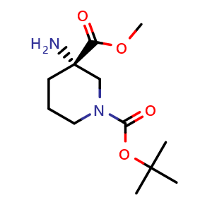 Chemical structure of O1-tert-butyl O3-methyl (3S)-3-aminopiperidine-1,3-dicarboxylate , CAS 2512218-64-1, AChemBlock AD288966