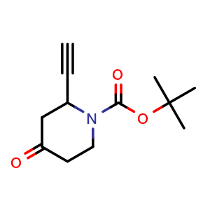 Chemical structure of tert-butyl 2-ethynyl-4-oxopiperidine-1-carboxylate , CAS 2972460-47-0, AChemBlock AD288980