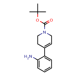 Chemical structure of tert-Butyl 4-(2-aminophenyl)-3,6-dihydropyridine-1(2H)-carboxylate , CAS 955397-70-3, AChemBlock AD288982
