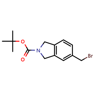 Chemical structure of tert-Butyl 5-(bromomethyl)isoindoline-2-carboxylate , CAS 201342-42-9, AChemBlock AD288987