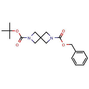 Chemical structure of 2-benzyl 6-(tert-butyl) 2,6-diazaspiro[3.3]heptane-2,6-dicarboxylate , CAS 1542158-69-9, AChemBlock AD288992