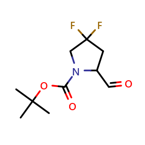 Chemical structure of 1-Boc-4,4-difluoropyrrolidine-2-carbaldehyde , CAS 317357-15-6, AChemBlock AD288999