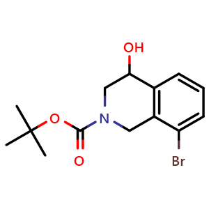 Chemical structure of 2-Boc-8-bromo-1,2,3,4-tetrahydroisoquinolin-4-ol , CAS 1432514-84-5, AChemBlock AD289001