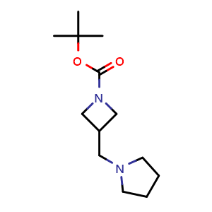 Chemical structure of tert-Butyl 3-(pyrrolidin-1-ylmethyl)azetidine-1-carboxylate , CAS 1402148-98-4, AChemBlock AD289003